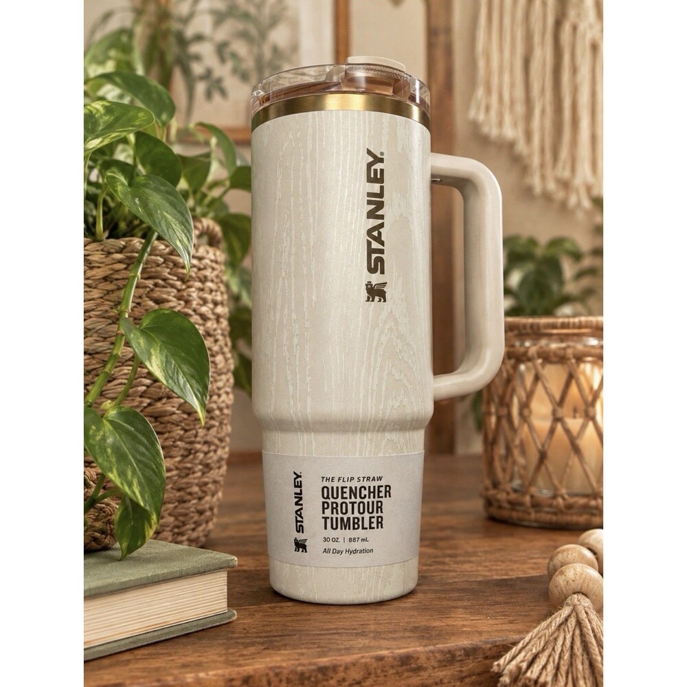 Stanley 30oz Woodgrain Birch Quencher Protour Tumbler w/ Handle Flip Straw NWT